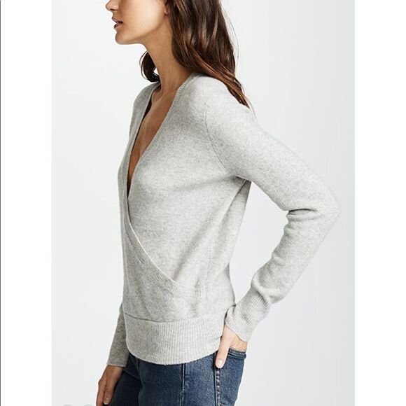 New Madewell Wrap-Front Pullover Sweater Gray V Neck Extra Small XS - Picture 4 of 7
